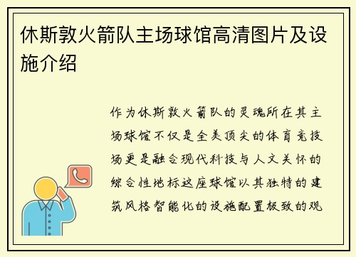 休斯敦火箭队主场球馆高清图片及设施介绍